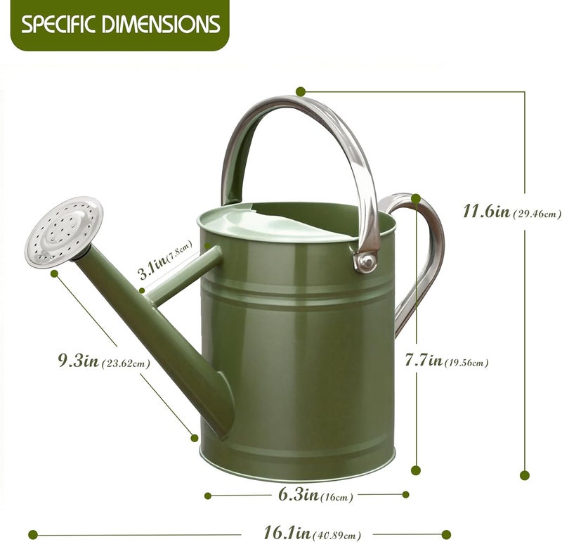 yourjoy Metal Watering Can, One Gallon Watering Cans Stainless Steel for Outdoor Indoor Garden Plants Watering (Emerald Green) - Image 2